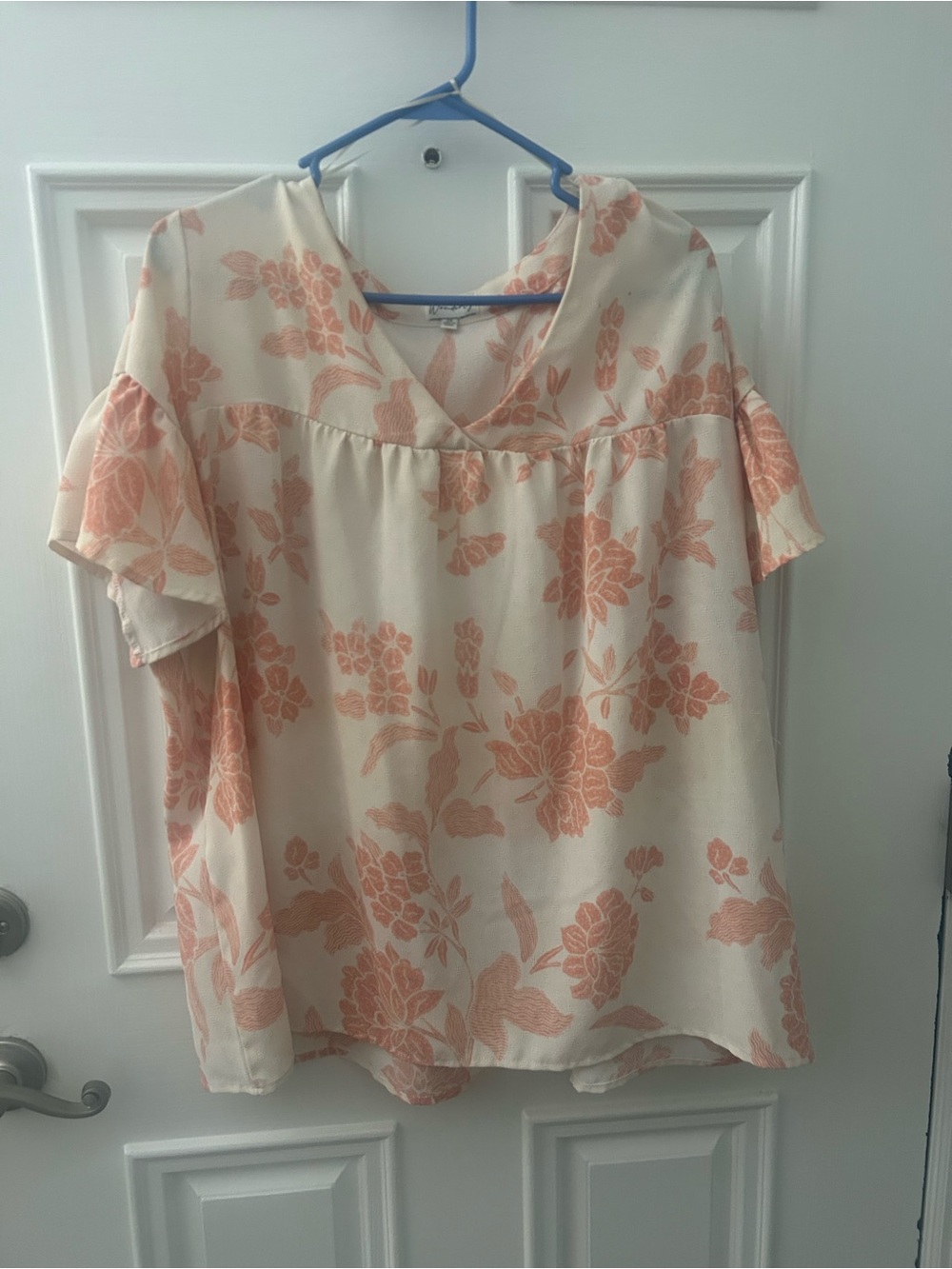 Wonderly Peach Floral V-Neck Blouse